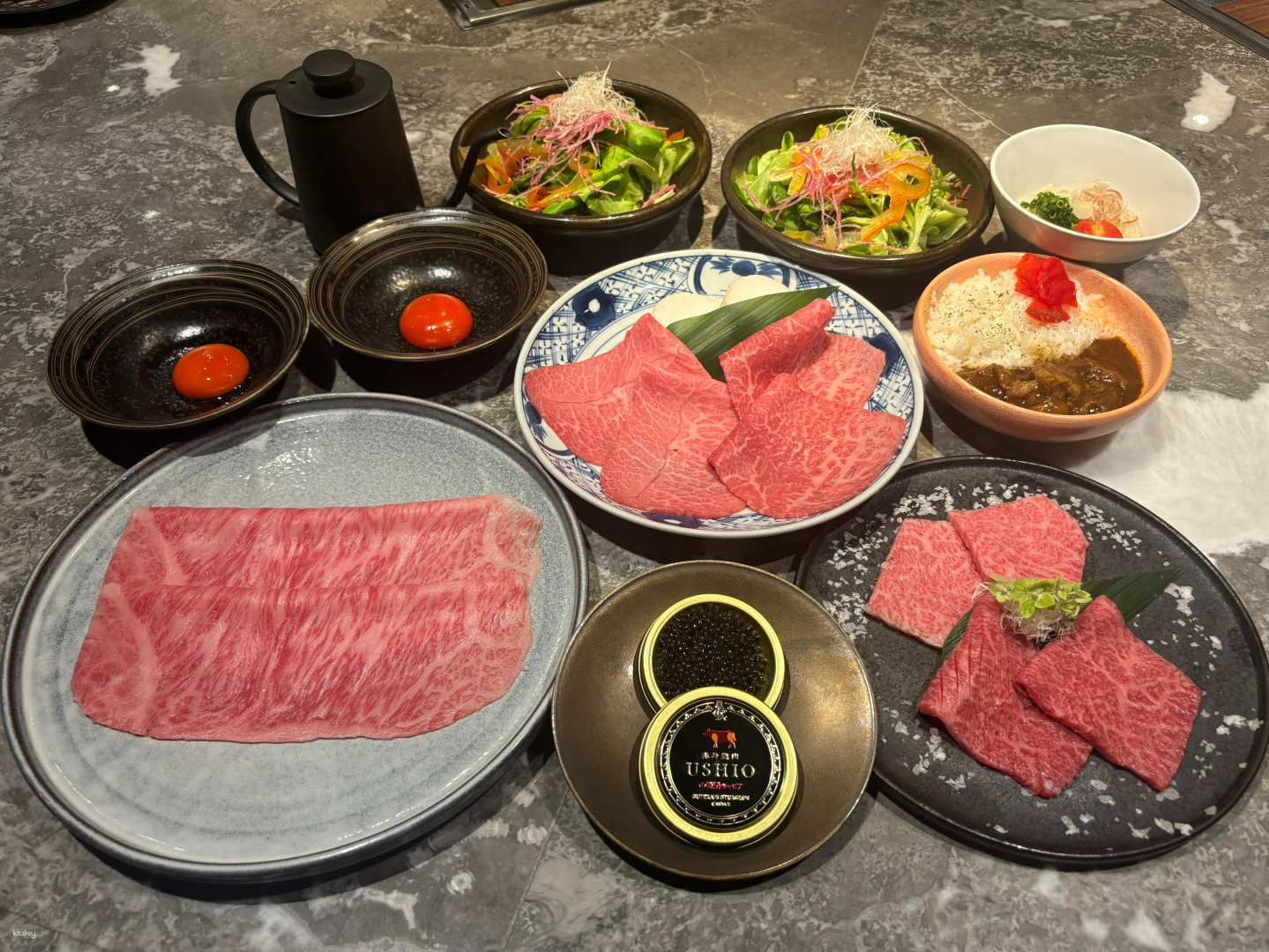 Central｜USHIO Barbecue｜Abalone • Specially Selected "Japanese National Treasure" Takasaki Wagyu Set Meal - Photo 1 of 5